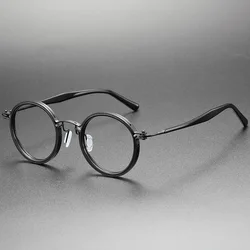 Wind Red 2025 New Acetate Titanium Eyeglasses Frame Men Round Glasses Women Retro Luxury Brand Glasses Frame Eyewear