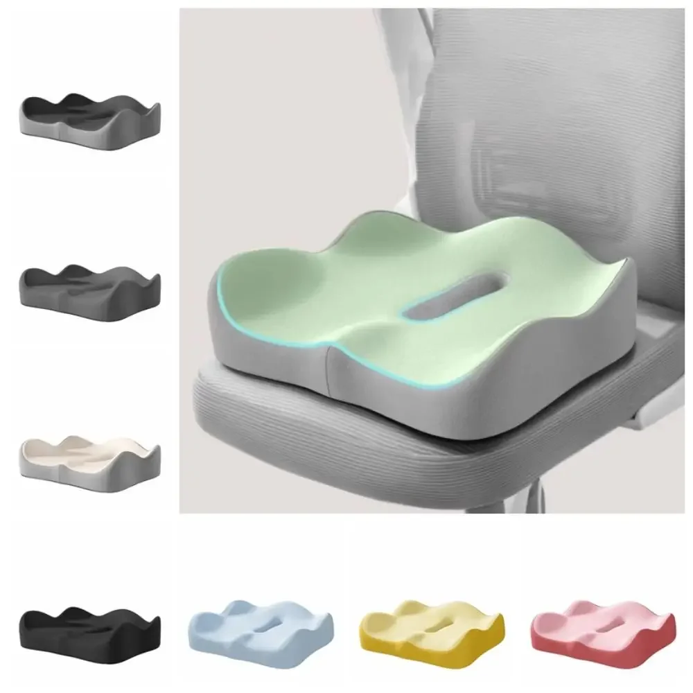 1 Stück Memory Foam-Sitzkissen – ergonomische 3D-Unterstützung |   Hellgrün und Grau, waschbares Polyester, Essentials für Auto/Büro