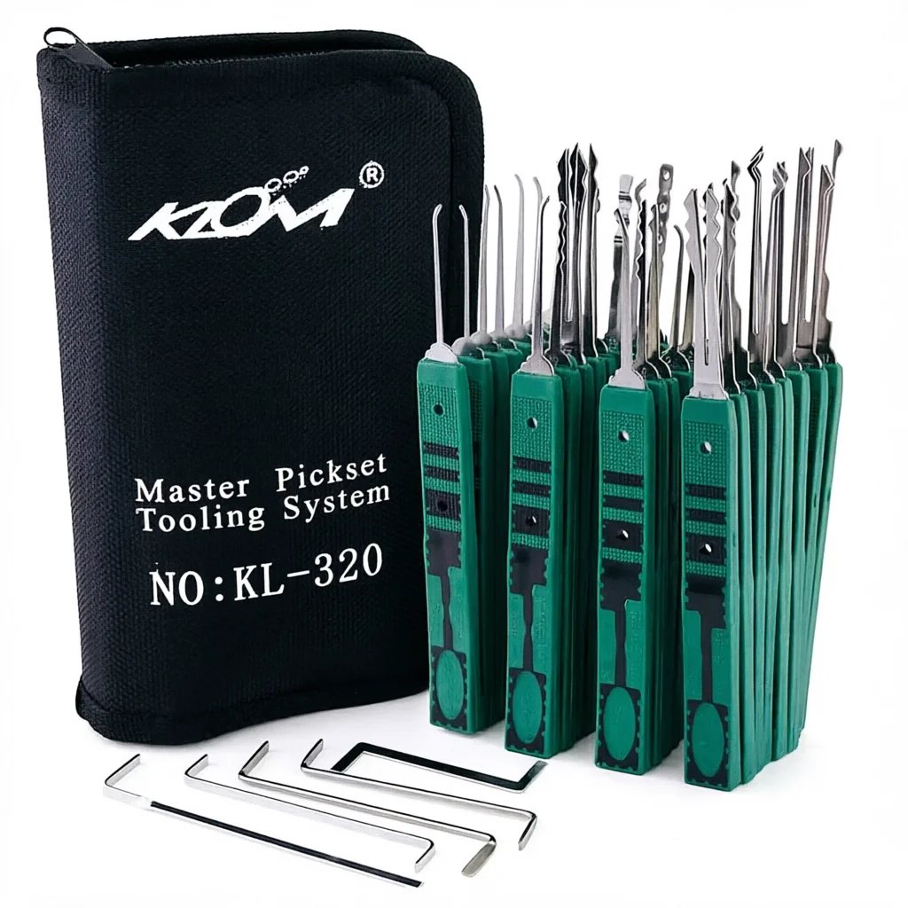 Oferta Especial: Kit de Ganzúas Profesional KLOM 320 de 32 Piezas con Gancho de Una Sola Mano para Uso en Múltiples Escenarios Civiles - Herramientas para Cerrajeros