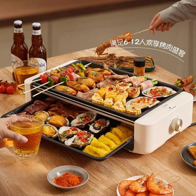 

Electric BBQ Grills Smokeless Korean Style Roasting Plate Skewer Machine and Grill Rack for Home Use Ideal for Healthy Grilling