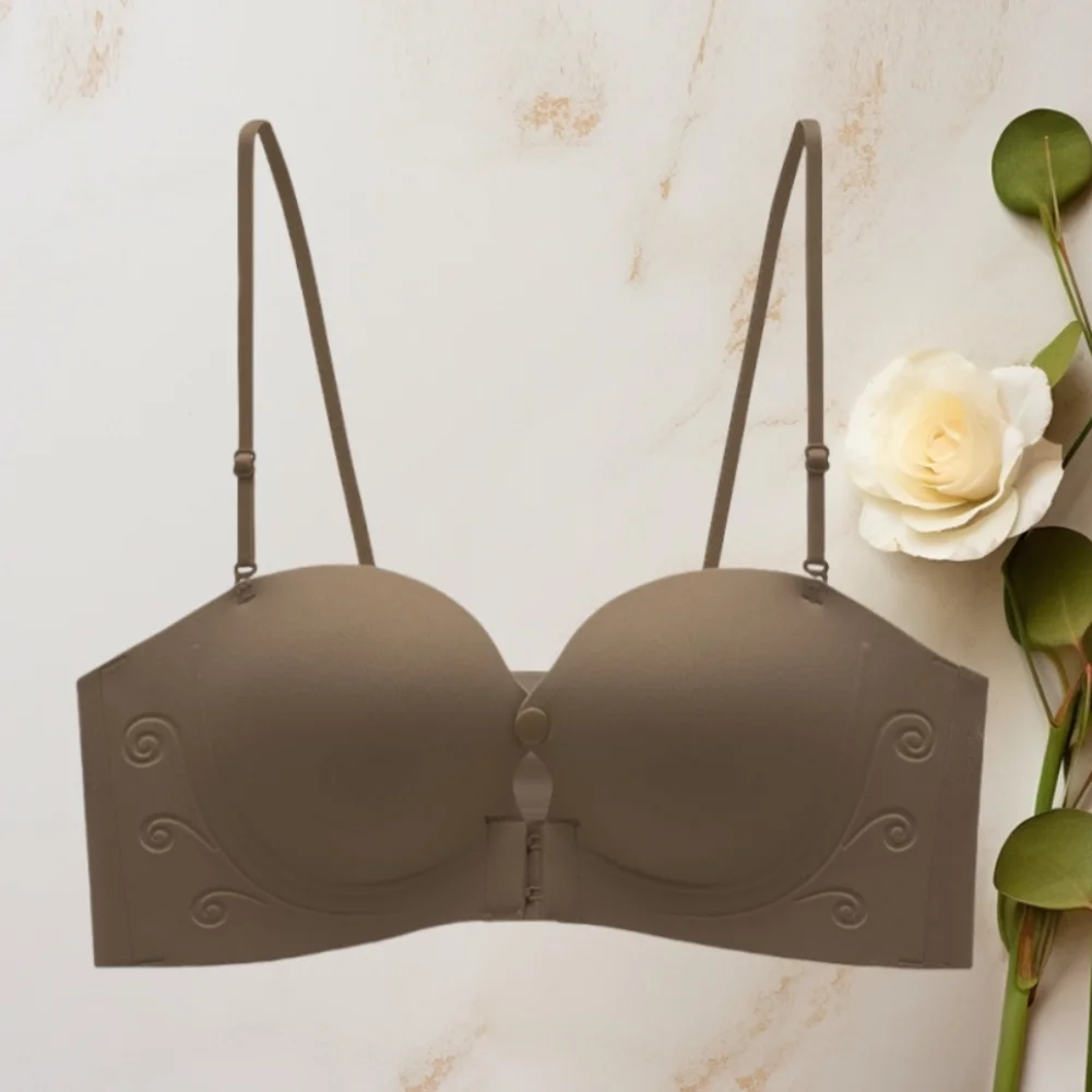 

Wrap the Chest Wireless Deep V Bra Front Buckle Shockproof Push Up Underwear Lingerie Gathered Breasts Front Buckle Brassiere