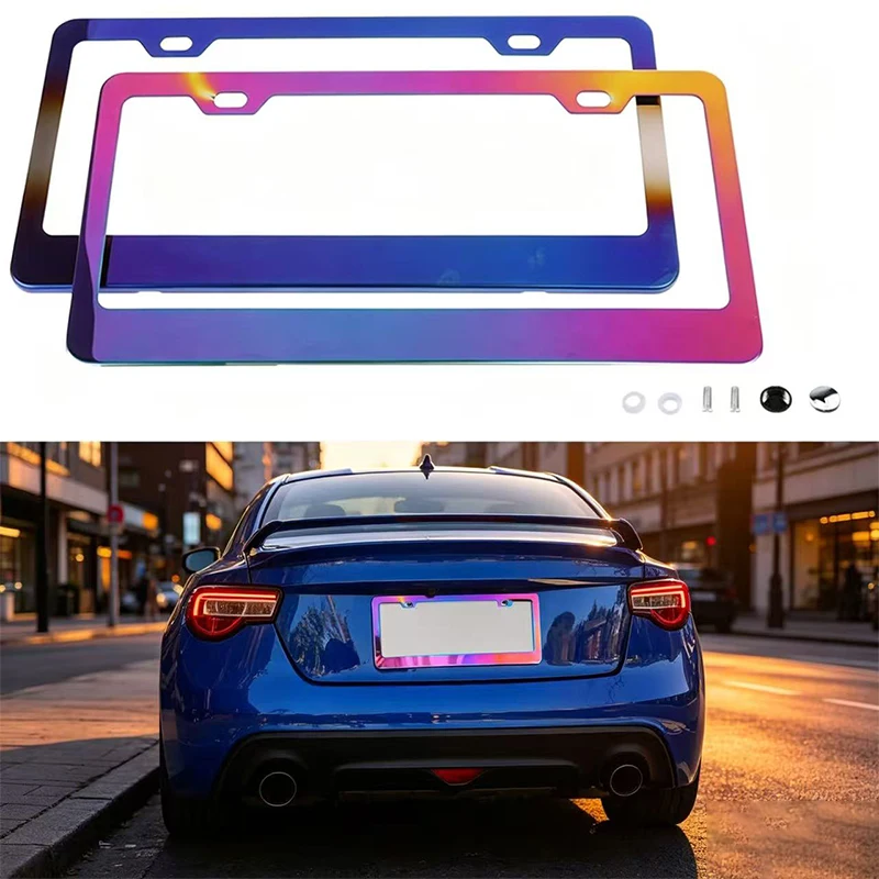 1Pcs Car Universal License Plate Frame Colorful Bracket American Auto Decoration Accessory Number Plate TAG Cover for Front Rear