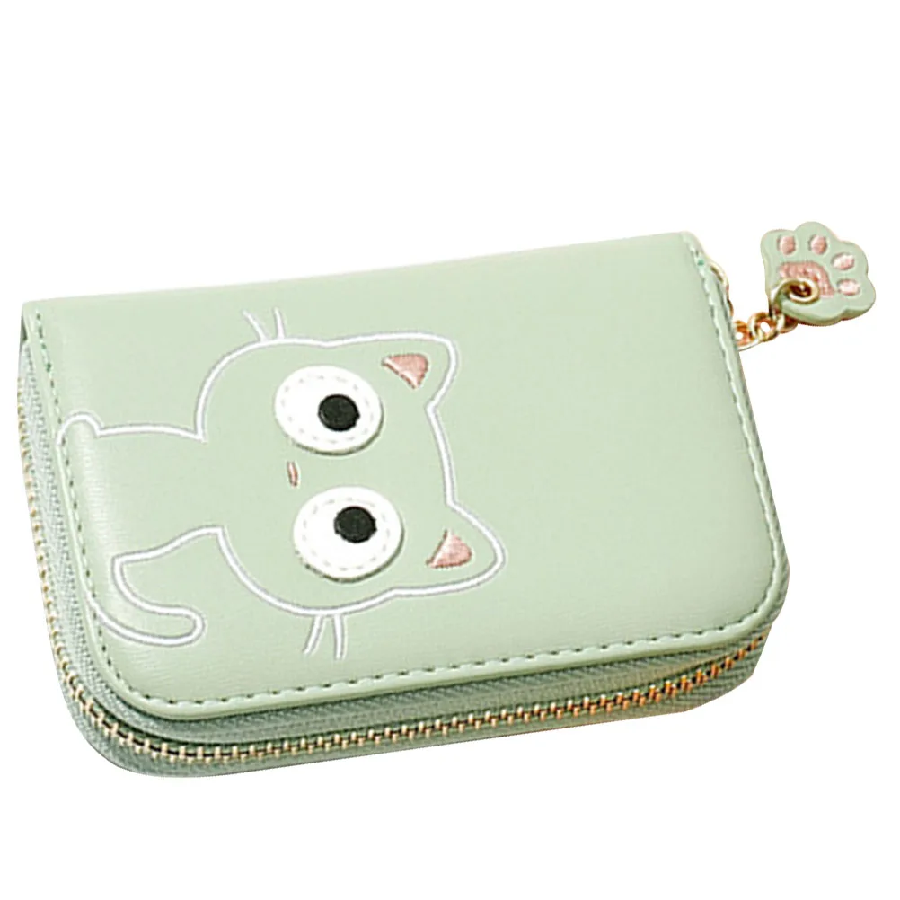 

Kitten Coin Purse Small Cat Wallet Lightweight Durable Green Cartoon Travel Bag Zipper Change Holder Pouch Soft Everyday Use