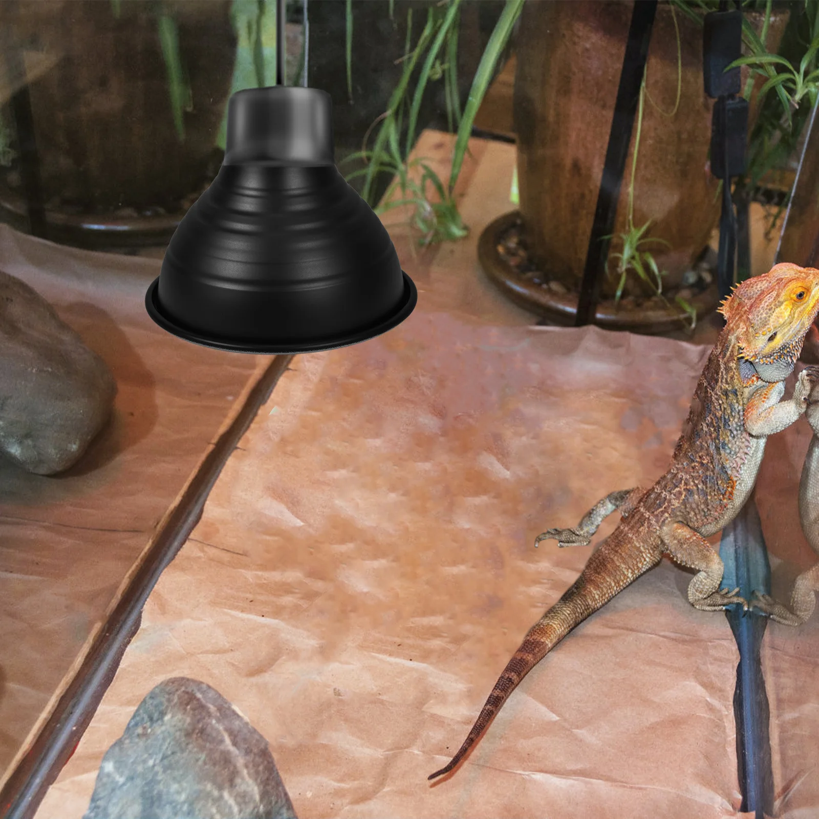 Insulation Reptile Heat Lamp Cover Reflective Metal Dome Shade for Lizard Snake Turtle Enclosure Reptile Lighting Accessory
