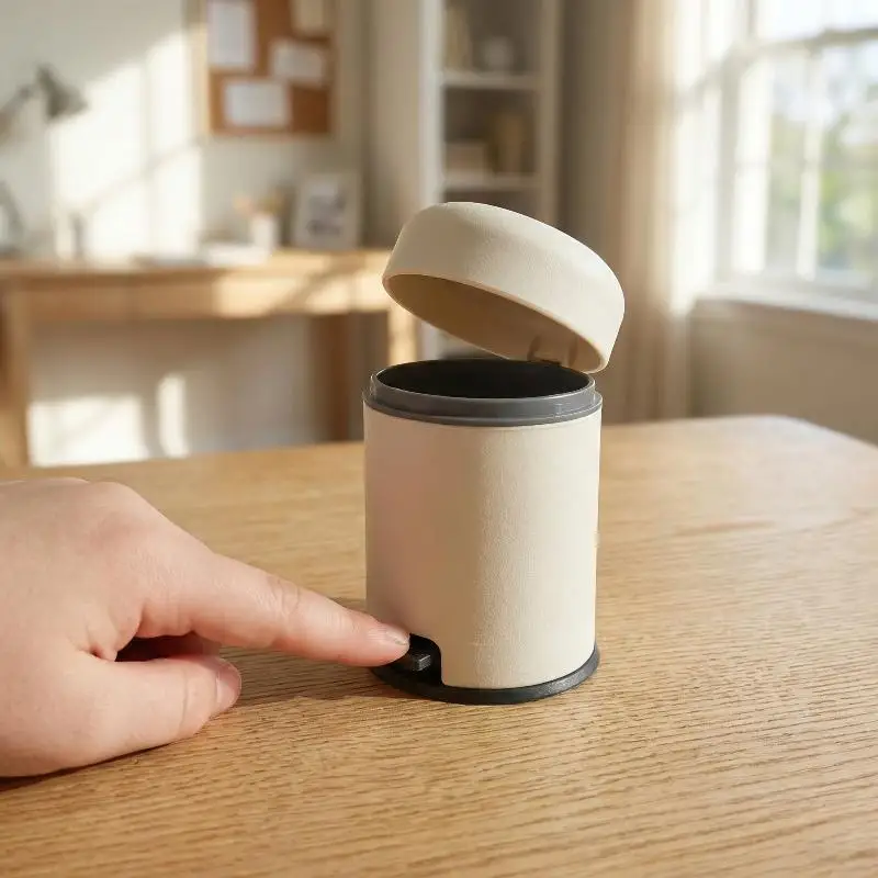 

Miniature Garbage Can Ornament 1/12 Dollhouse Miniature Foot-operated Trash Can Model Miniature Furniture Scene Decor