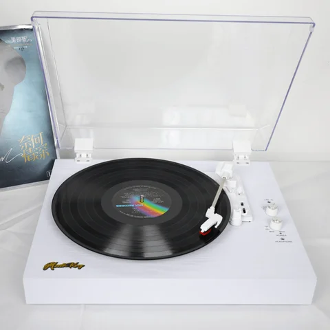 Record Players T01,Vintage Turntable for Vinyl Records with Speakers Turntables Support 3-Speed, Bluetooth Wireless Play