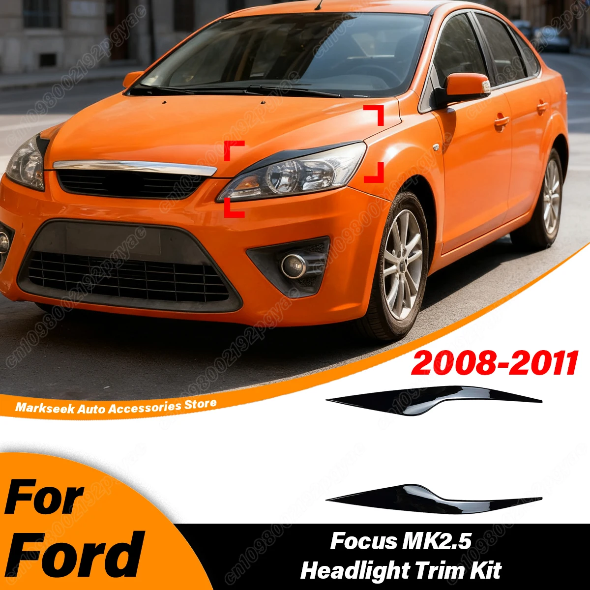 

For Ford Focus MK2.5 2008 2009 2010 2011 Automobile Headlight Cover Head Light Lamp Eyelid Eyebrow Trim Body Modification Kit