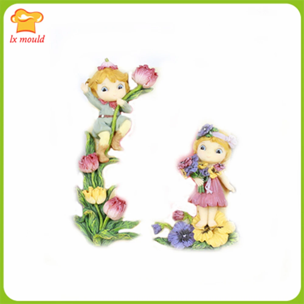 

Garden Girl Silicone Fondant Mould Flower Elf Icing Sugarcraft Cake Decor Chocolate Baking Mould Resin Clay Soap
