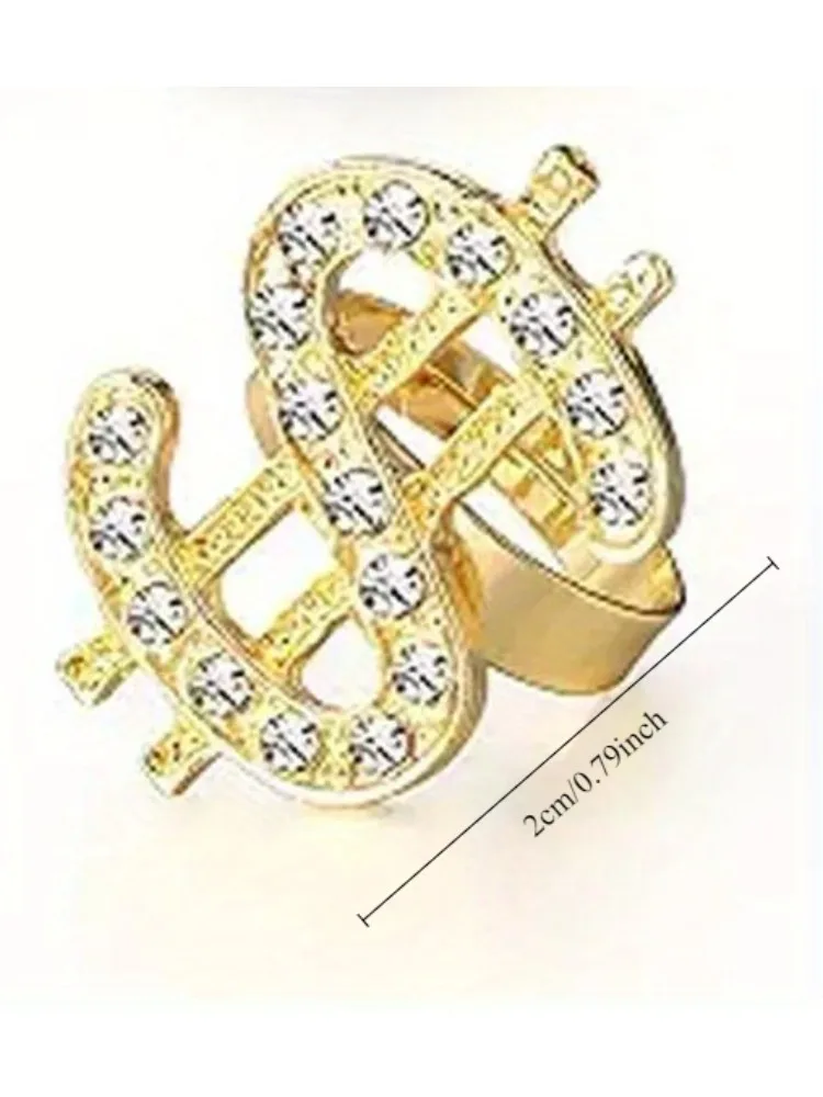 Das 3-teilige Hip-Hop-Outfit enthält eine verstellbare Halskette mit Button-Down-Hut-Dollar-Logo und einen Hip-Hop-Dollar ring