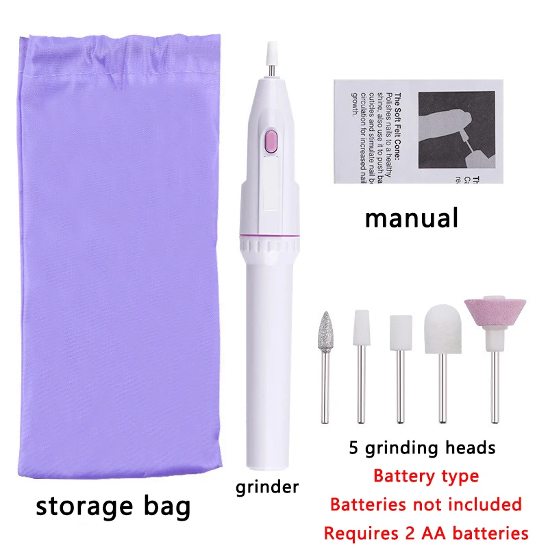 5 in 1 Electric Nail Polish Drill Machine With Light Portable Mini Electric Manicure Art Pen Tools For Gel Remover