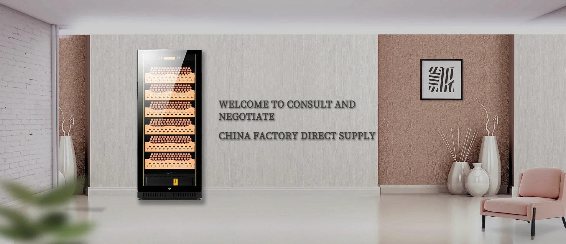 

400 Pcs Capacity Wood Finish Mini Cigar Cabinet Small Size Cigar Humidor Case