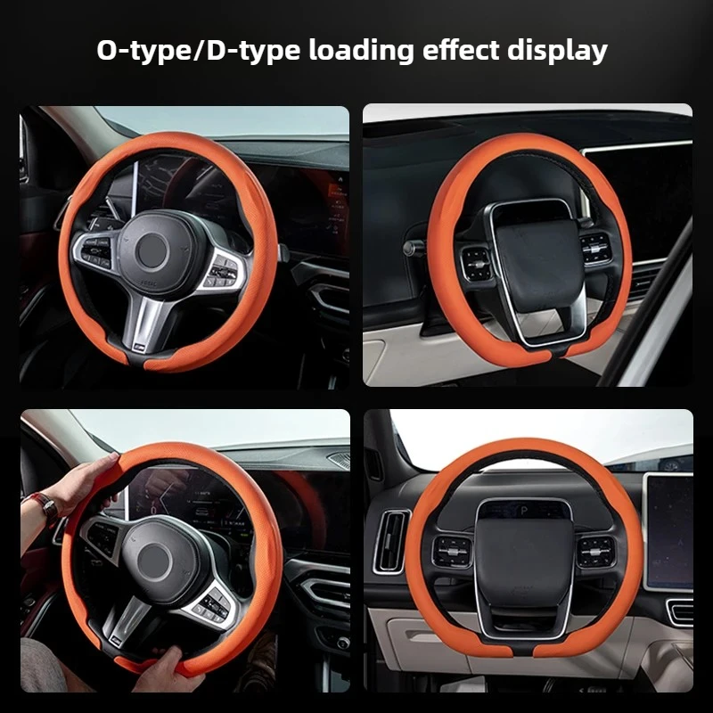 Auto-Lenkradbezug Snap-On-Typ Ultradünn Rutschfester Lenkradüberzug Universell für Alle Jahreszeiten, Passend für 38cm/15 Zoll Lenkräder