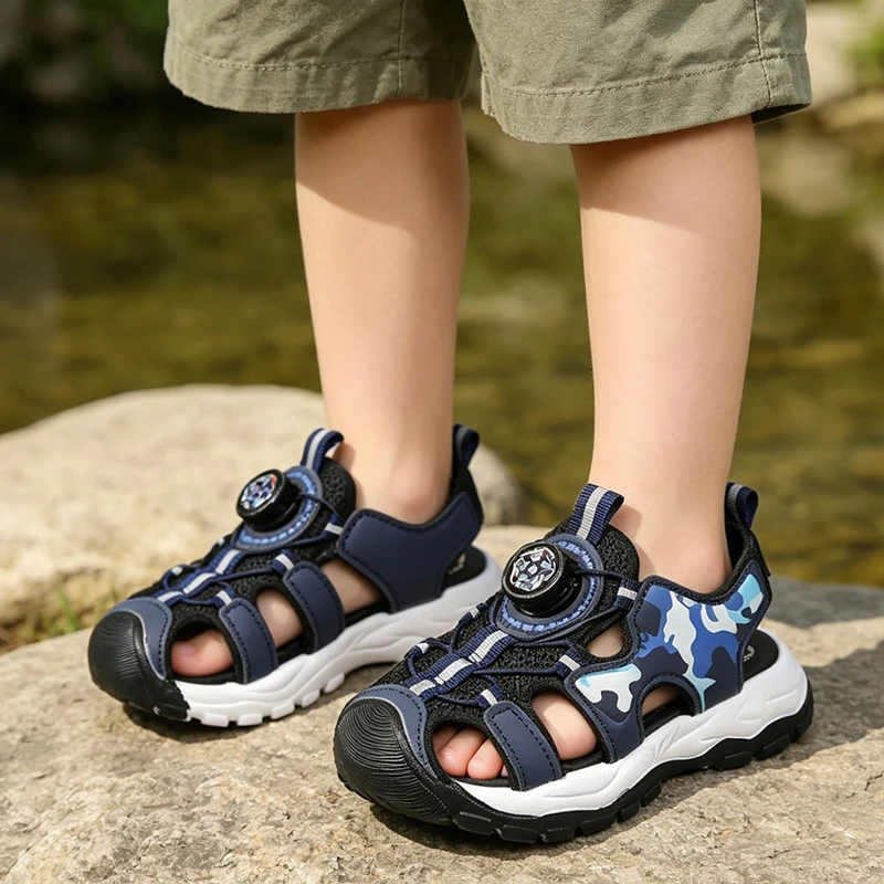 

Boys Recycled Adventure Sandals 2026 New Summer Toddler Chunky Scuba Sandals Non-slip Versatile School Outdoor Barefoot Shoes