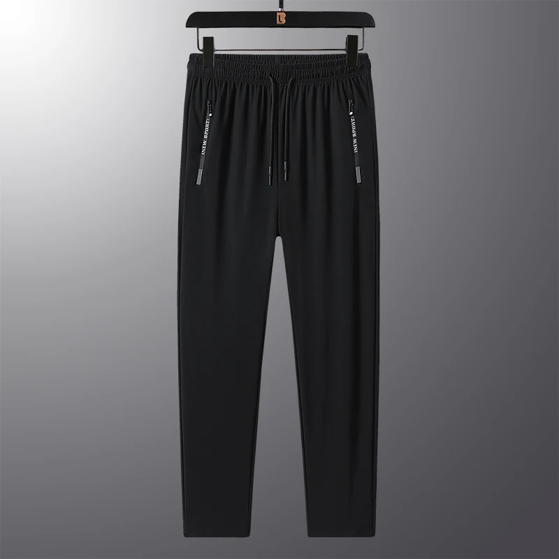 Summer New High Quality Ice Silk Pants For Men's Feet Tie Sports Elastic Quick Drying Sweat-absorbing Straight Leg Pants 2PCS image 5