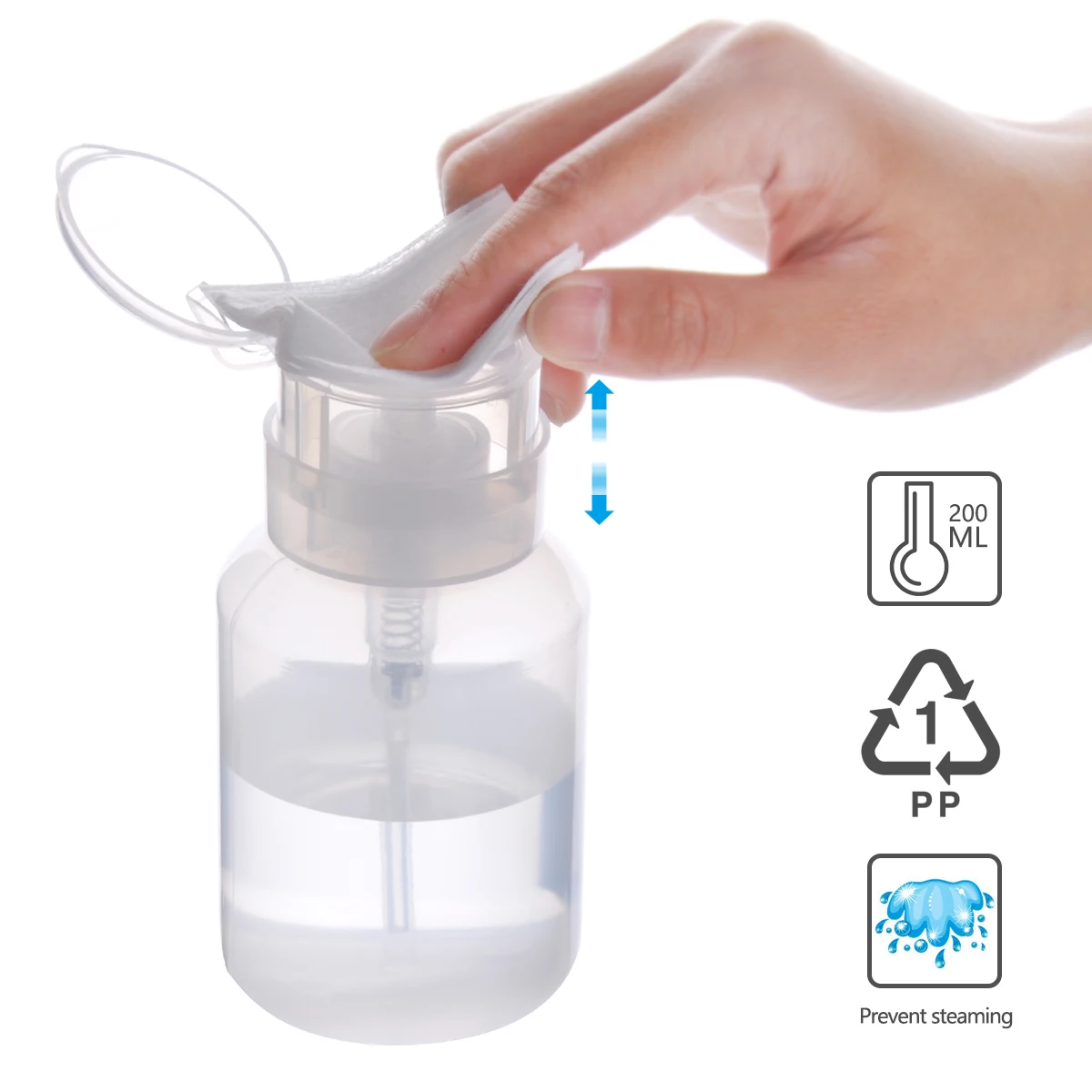 Dispenser per pompa vuota da 200ml liquido UV Gel Polish Nail Art Polish Clean Acetone Bottle Polish Cleanser Remover Bottle