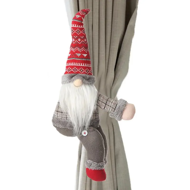 

Christmas Curtains Ties Soft Cartoon Christmas Gnomes Drapes Tiebacks Doll Curtains Holder Multifunctional Creative Curtains