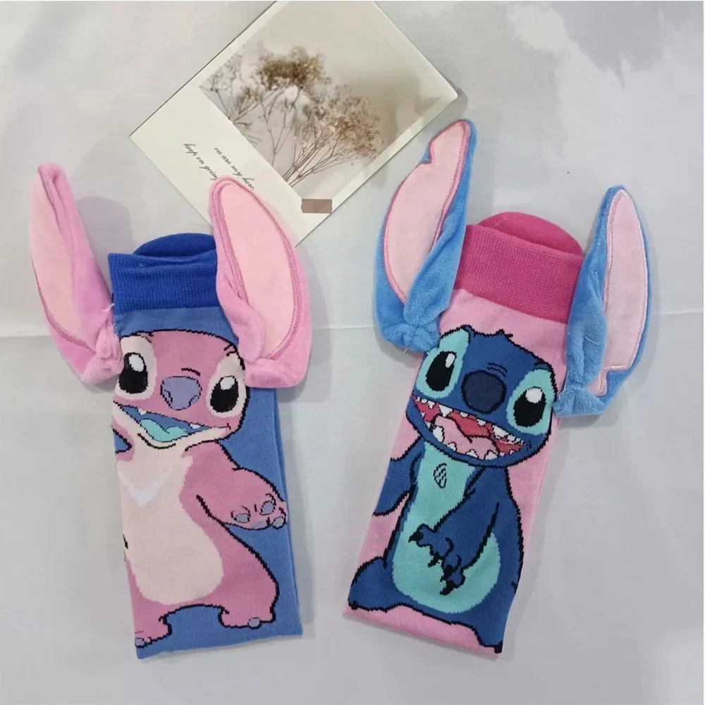 New Style Funny Disney Stitch Cartoon Anime Cartoon Character Personalized Novelty Socks Men Women Breathable Cotton Stocking image 6