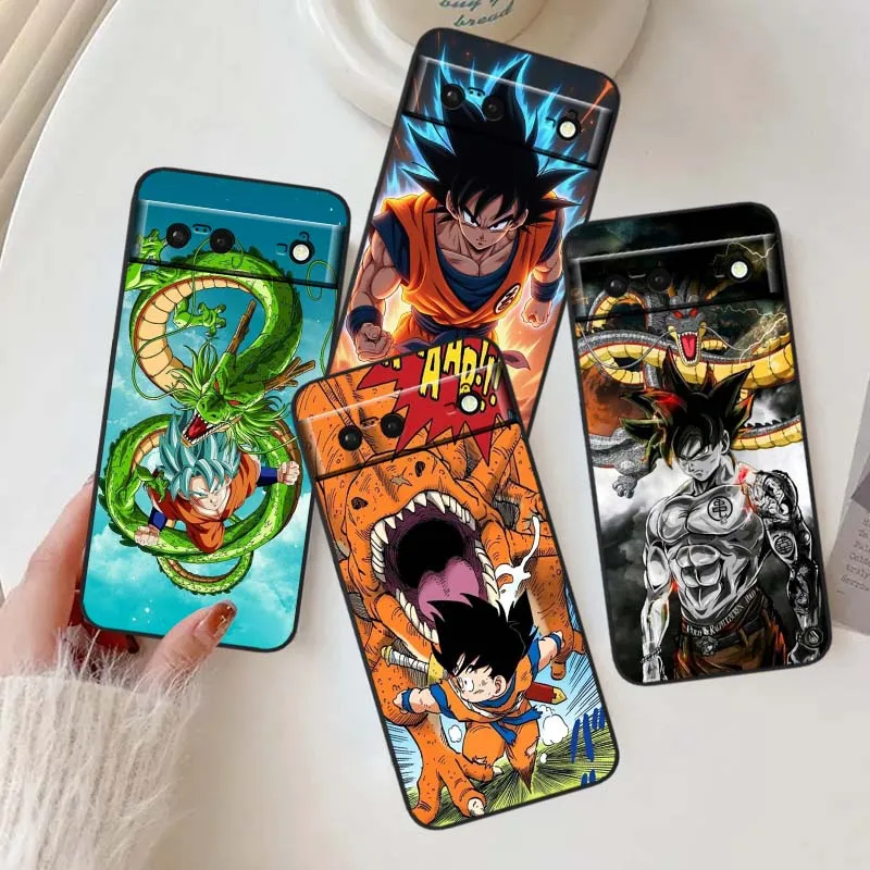 Funda de silicona TPU suave negra para teléfono Dragon Ball Super Cool Son Goku para Google Pixel 10 9a 9 8A 8 7 7A 6 6A Pro XL 2024 5G