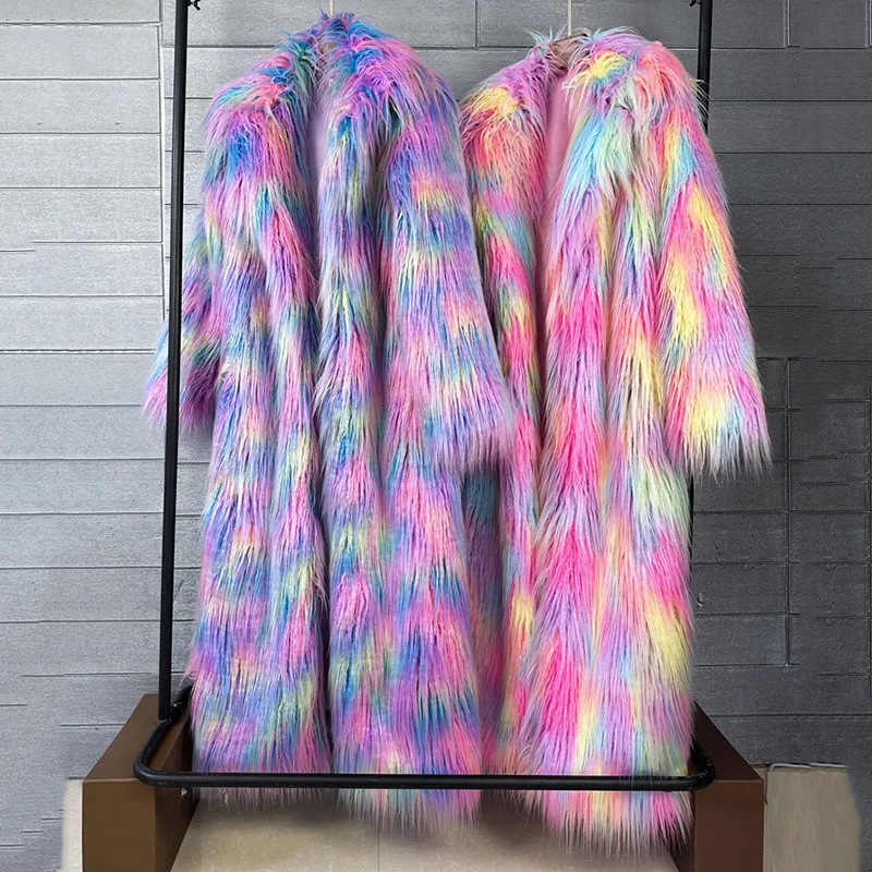 Imitation Fox Fur Faux Fur Women 2026 New Winter Fur Coat Faux Fox Fur Coat Imitation Beach Wool Jacquard Colorful Fur Coat H396