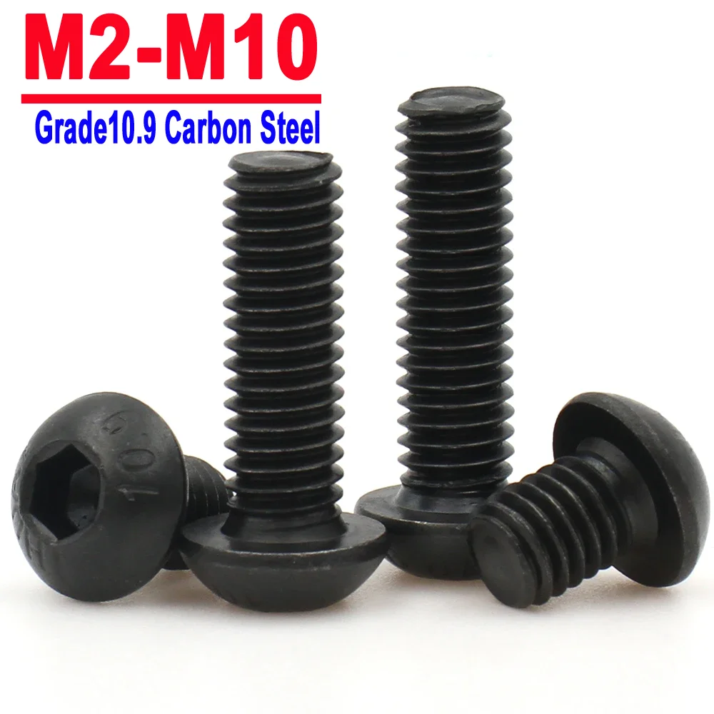

1-20pcs M2 M2.5 M3 M4 M5 M6 M8 M10 Black Grade10.9 Carbon Steel Hexagon Hex Socket Round Head Cap Screw Bolt Furniture Fastener