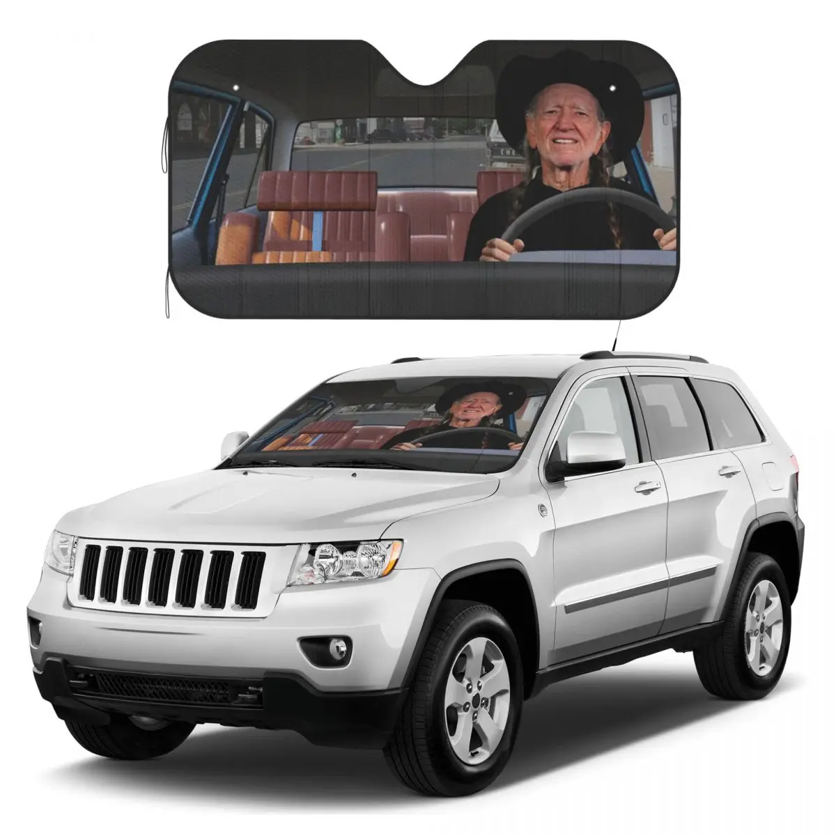 Willie Nelson Car Sunshades Reflector Anti Uv Funny Custom Car Sunshade Sun Shade