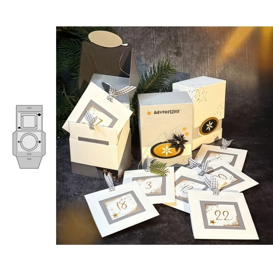 2025 Neuankömmling Teebeutel Adventskalender Metall-Stanzformen für DIY Scrapbooking, Kartenherstellung, Schablonen, Prägung, Handwerk, Dekoration