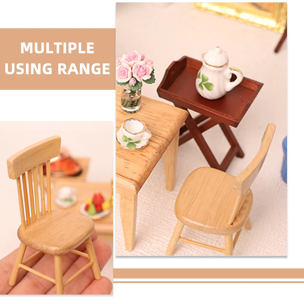 

1 комплект, 1 комплект мини-стульев для обеденного стола, миниатюрная деревянная мебель для декора дома, микропейзаж, реквизит для фотосъемки, мини-домик