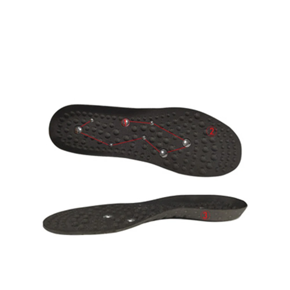 

1 Pair Magnetic Therapy Insoles Arch Support Foot Care Massage Insoles For Men Women Cuttable Fit S 36-41 Black