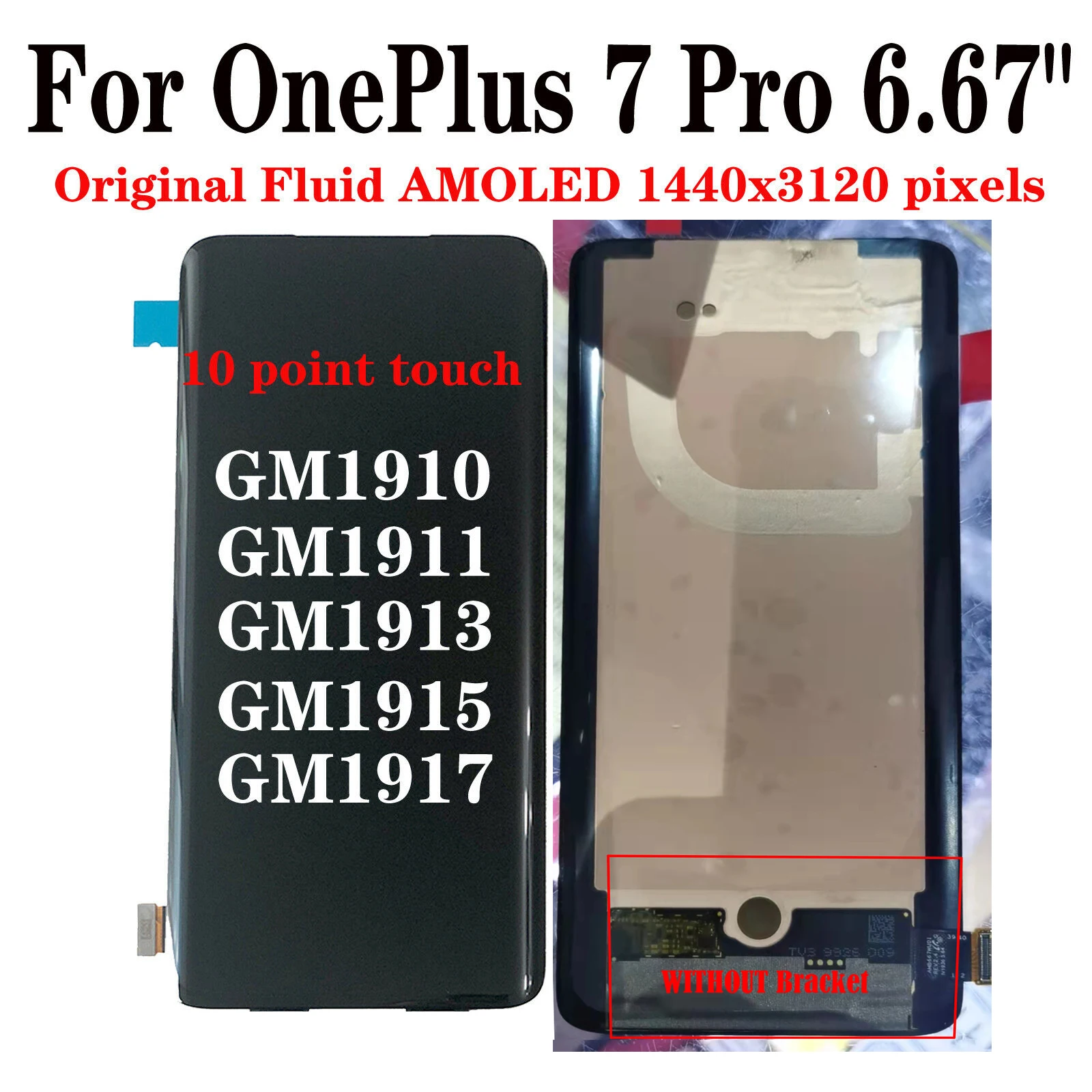 

AMOLED 6.67" For OnePlus 7 Pro GM1911 GM1913 GM1917 GM1910 GM1915 LCD Display Touch Screen