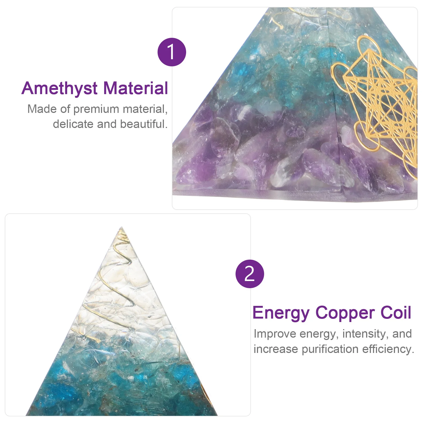 1 stks Crystal Energy Chip Amethist Piramide Decoratieve Fengshui Desktop Home Welvaart Ornament Positieve Energie Decor
