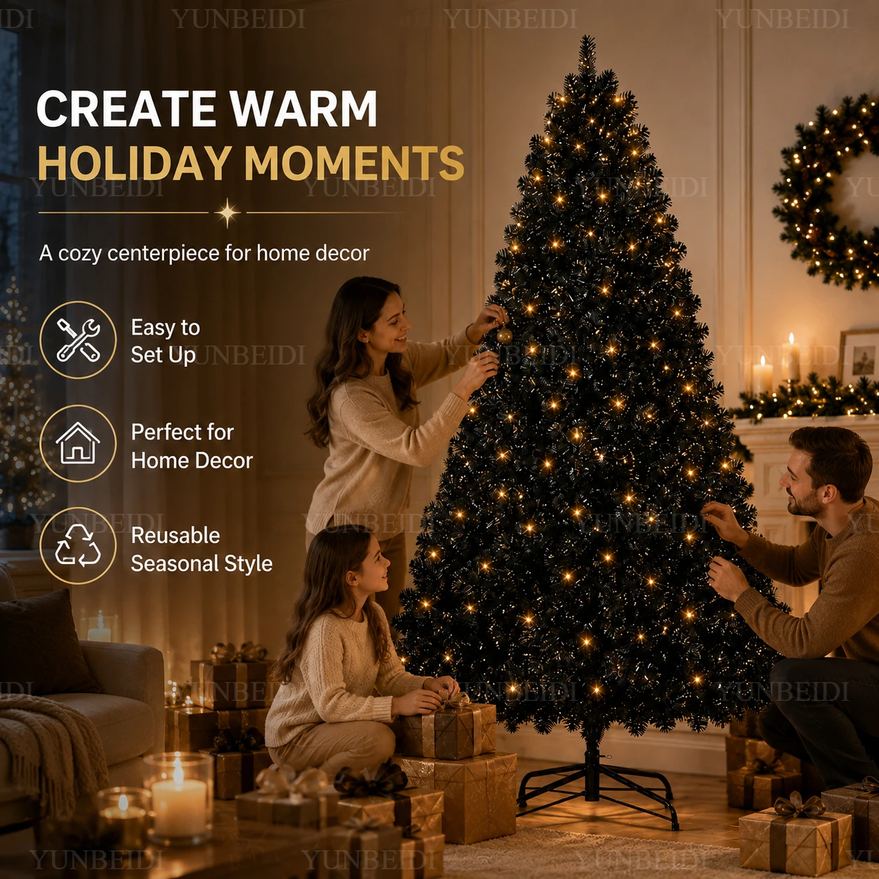 Black Christmas Tree with LED  - Home Decor Lighting Tree 评论和价格