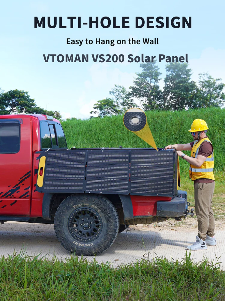 VTOMAN VS200 starres faltbares Solarpanel, hocheffizientes tragbares 19 V 200 W Solarpanel-Set für Reisen, Telefon und Boot