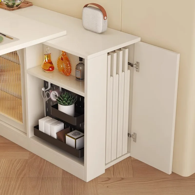 Solid wood dining table and chair multi-functional sideboard with storage function, stretchable and foldable storage table