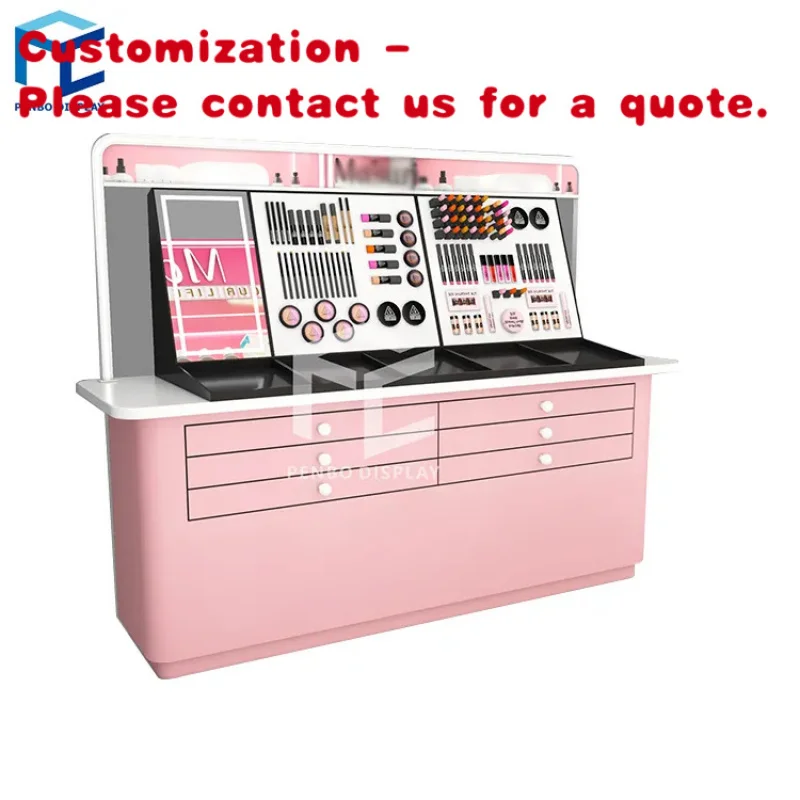 

custom.Cosmetic Makeup Store Interior Design Cosmetics Retail Shop Furniture Kiosk Showroom Display Cabinet Stand