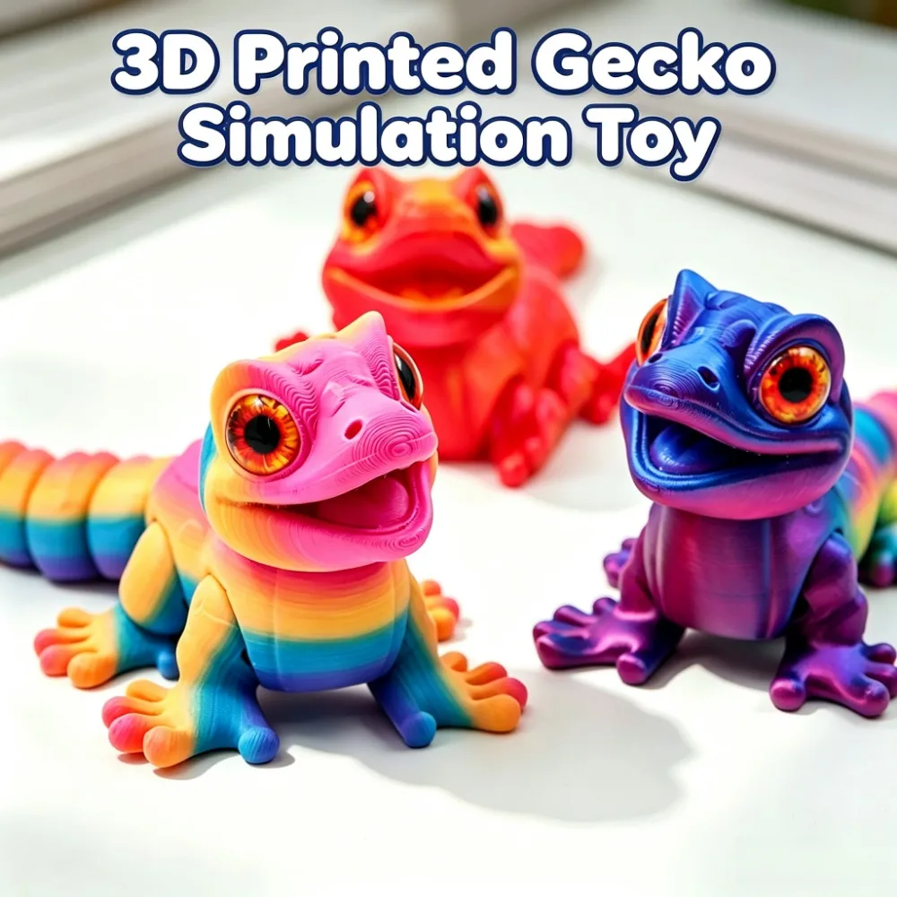 3D Printed Realistic Gecko Toy with Fully Movable Joints Decorative Figurine Office Desktop Decoration Toy Gift