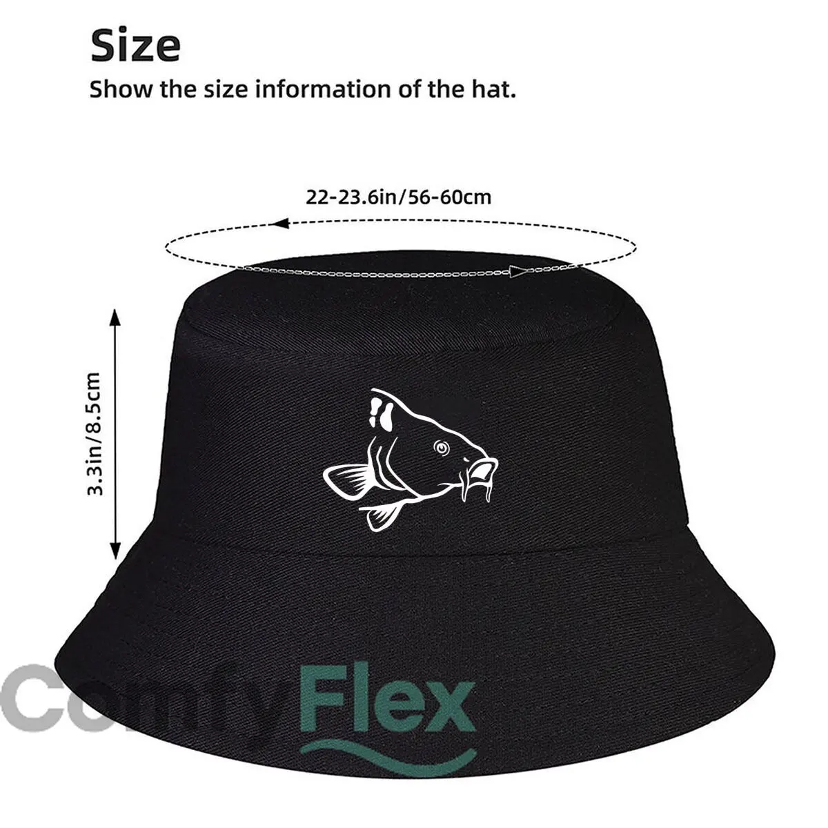 Intricate Fish Illustration Outline Aquatic Animal Design Fisherman Hat Winter Cap