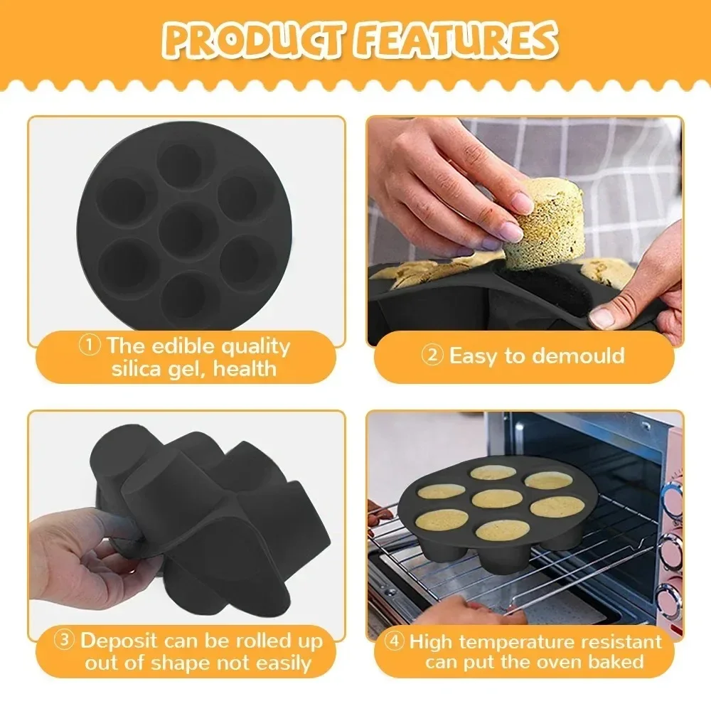 Silicone Cake Mold 7 Holes Air Fryer Accessories Microwave Baking Mold Food Grade Baking Cake Silicone Mold Baking Tools image 5