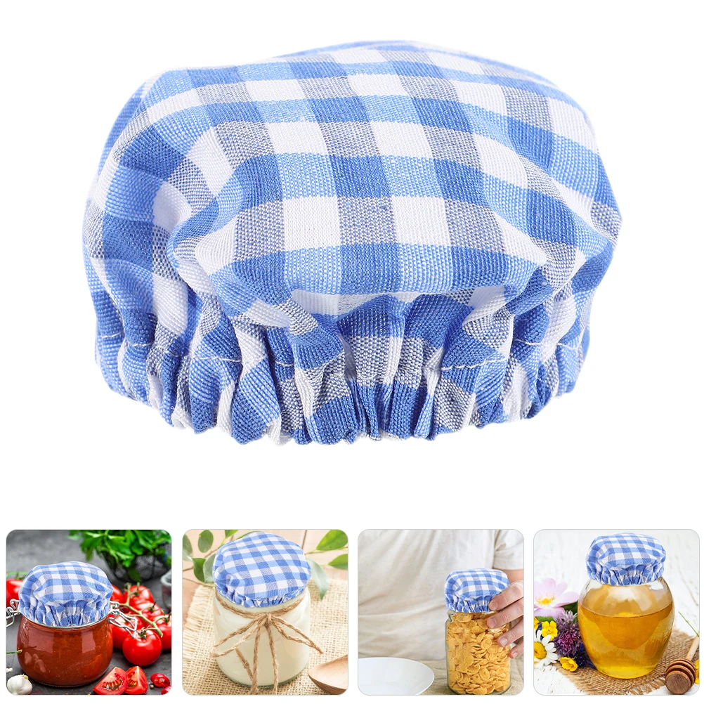 

5pcs Glass Bottle Cap Covers Storage Jar Cloth Covers Reusable Cotton Fabric for Sourdough Proofing Canning Kitchen Storage