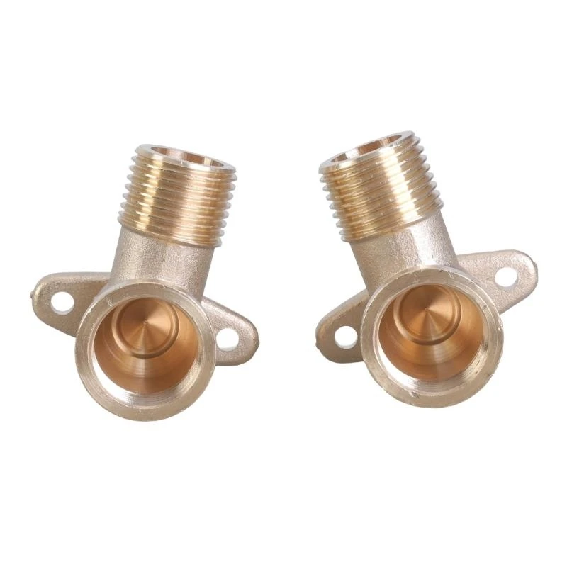

652F 2 Pieces Practical Inch Wall Plate and Socket Brass DN15 Distributor 90 Degree Internal Thread Fitting Parts