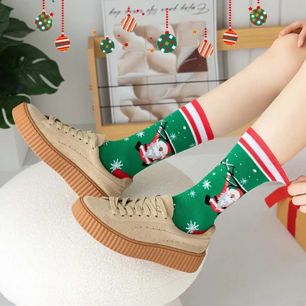 Lovely Casual Soft Breathable Japanese Comfortable Cotton Medium Tube Socks Christmas Socks Female Socks