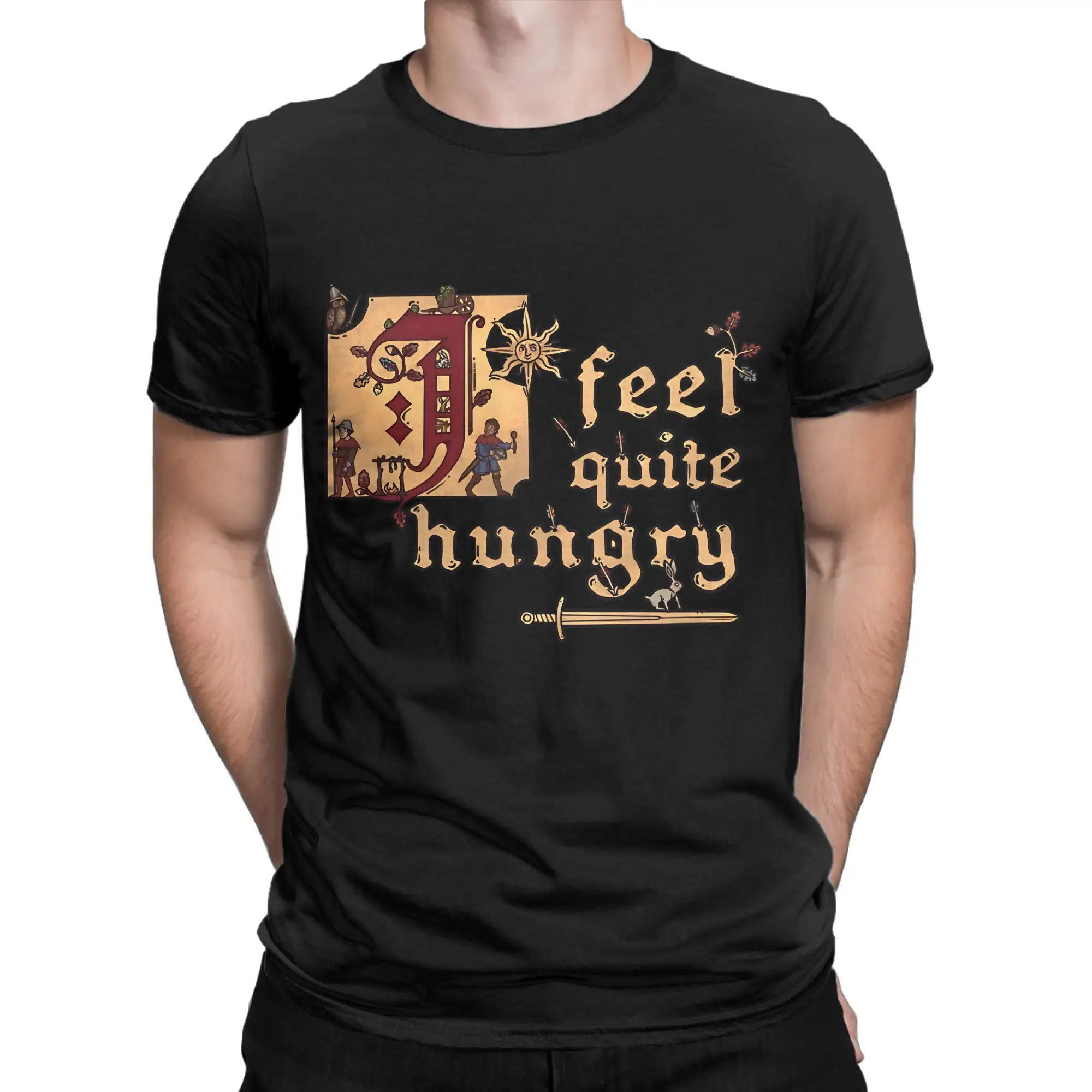 I feel quite hungry  KCD Funny 100% Cotton T-Shirt Monty Python and the Holy Grail Tees Tops For Men