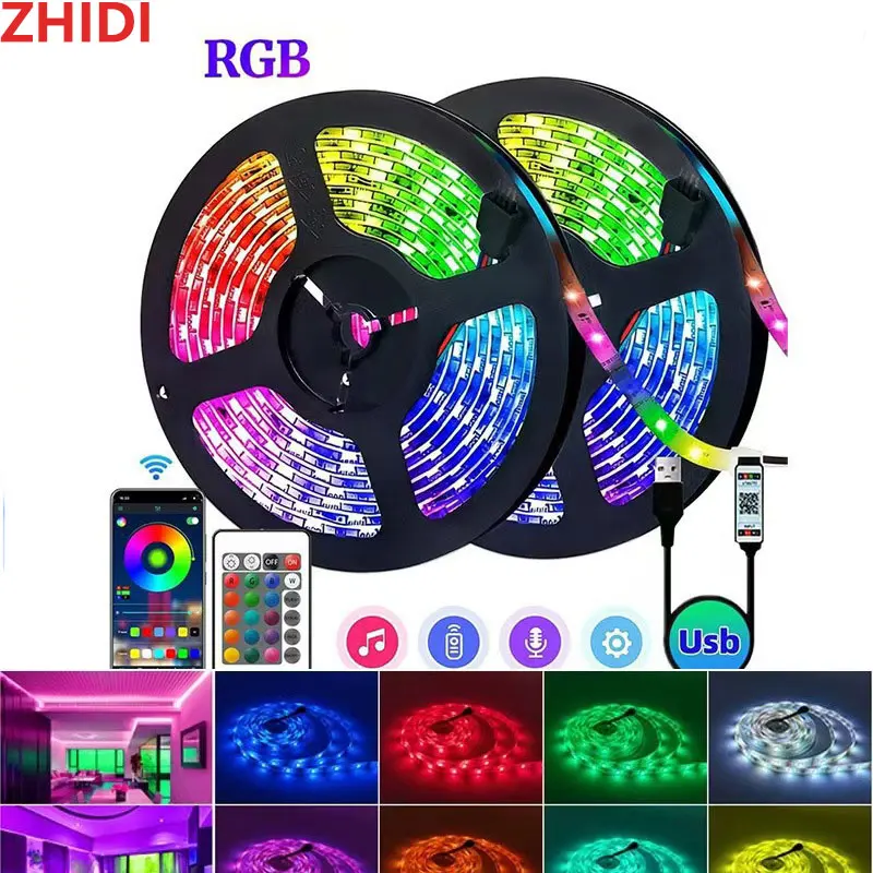 5050 RGB Bluetooth LED Light Strip Remote Control Panel Diode LED Neon Night Light for Room TV