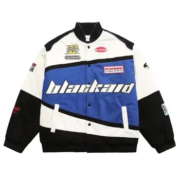 Autumn and winter American baseball uniform jacket men and women loose thin street racing suit Y2K long-sleeved jacket