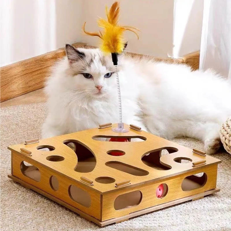 

Cat toys self-pleasure to relieve boredom and energy consumption game box cat teaser stick bell maze box supplies
