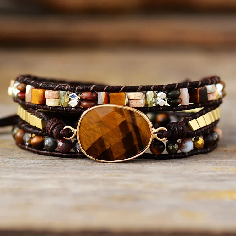 

Kaseakia Bohemian Boho Hand Woven Multi-layer Wrapped Stone Beads Adjustable Beaded Bracelet Jewelry for Women Jewelry