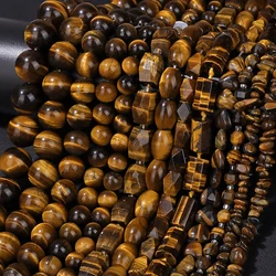Natural Yellow Tiger Eye Stone Beads Round Square Heart Loose Spacer Beads for Jewelry Making DIY Bracelet Necklace Wholesale