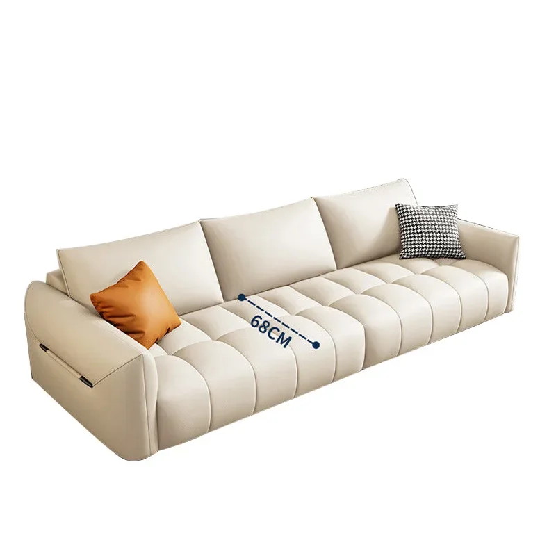 

Cream wind cat claw leather sofa, modern simple living room small apartment, straight row leave-in technology cloth sofa