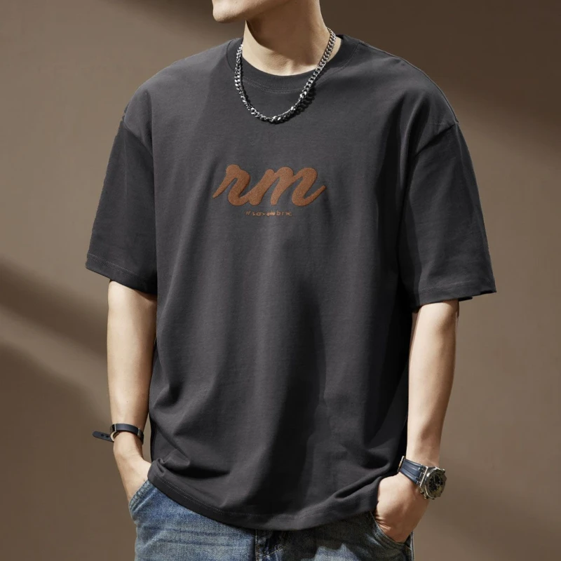 

Oversized Trendy Men's T Shirts Summer New Short Sleeve O-neck Loose Printing Letter Vintage Tops Casual Fashion Men Clothing