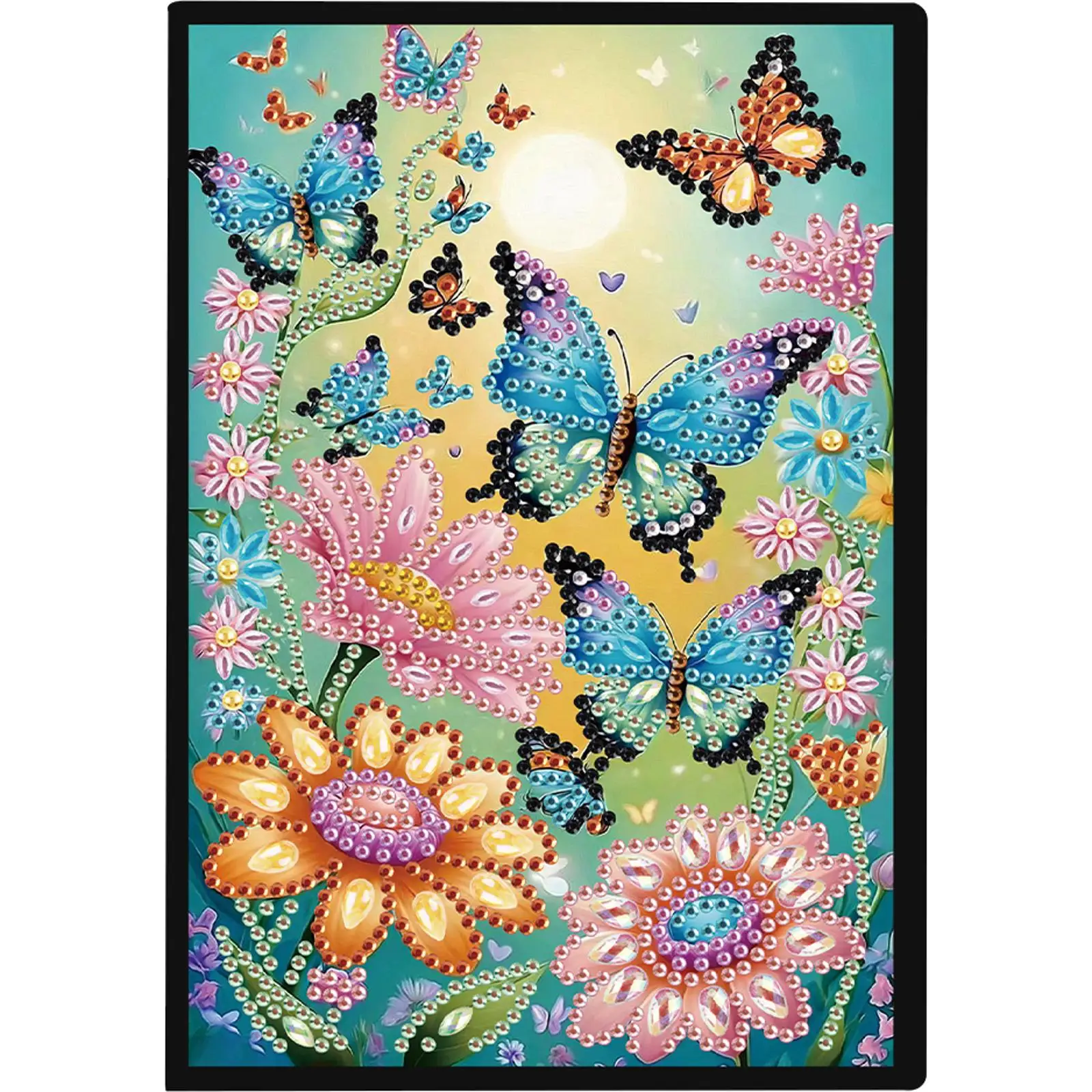 

Блокнот-скетчбук A5 с 50 страницами, украшенный стразами, с цветами и животными, набор для рисования, подарок на праздник/день рождения