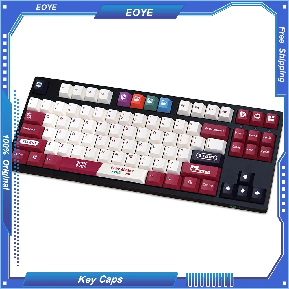 Red and White Game Console Theme 148 Key Caps PBT Original Profile Five Side Thermal Sublimation EN/JP/KR Optional for Keyboard